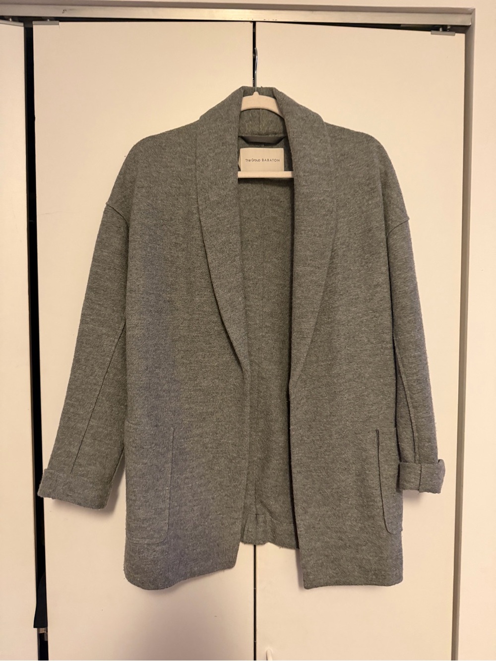 Babaton Gray Open-Front Shawl Collar Cardigan